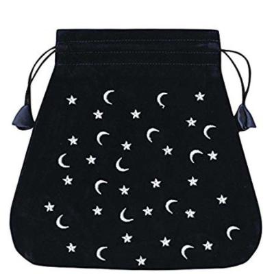 Moon And Stars velvetinis juodas maišelis kortoms