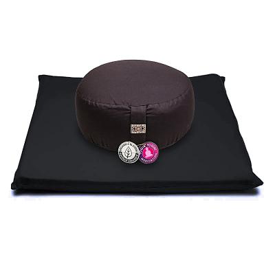 Meditacijos rinkinys juodas/juodas iš organinės medvilnės (OCS) -- 65x65x5 cm; ±2500 g