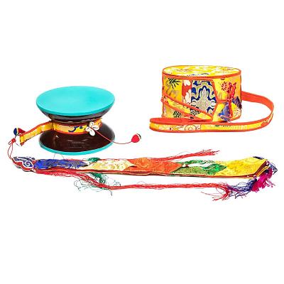 Mistinis ritualinis būgnas Choed Drum + geltonas viršelis -- 20x11 cm