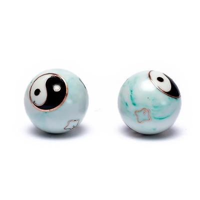 Sveikatos rutuliai Yin Yang balti/žaliai marmuriniai - 3,5 cm