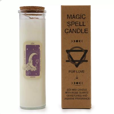 Ritualinė žvakė „Meilė“ su rožiniu kvarcu – Magic Spell