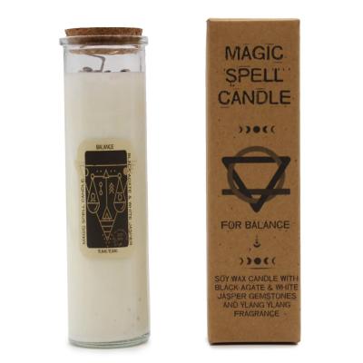 Ritualinė žvakė „Balansas“ su juoduoju agatu ir baltuoju jaspiu – Magic Spell