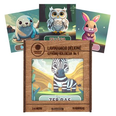 Lavinamoji Dėlionė Iš Medžio (Gyvūnų kolekcija nr. 1) (LT) Fantasy Puzzles