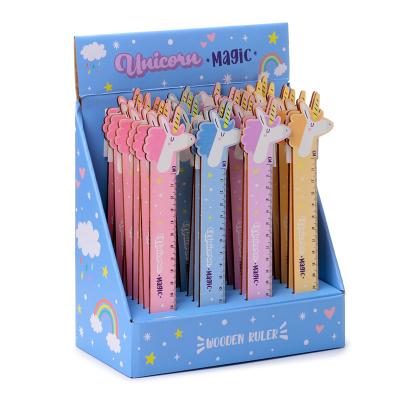 Medinis liniuotė „Unicorn Magic“ su figūrine viršutine dalimi (15 cm)