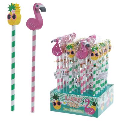 „Flamingo Pinks & Pineapple“ tropinis pieštuko ir trintuko antgalis