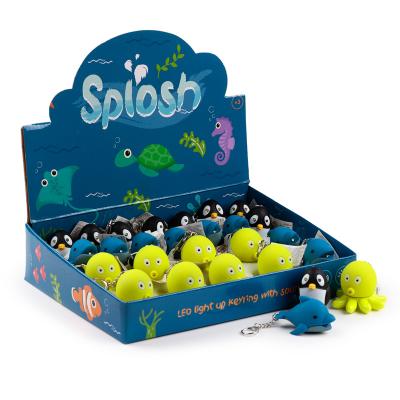 „Octopus Penguin & Dolphin“ LED raktų pakabukas su jūros gyvūnų motyvais ir garso efektais
