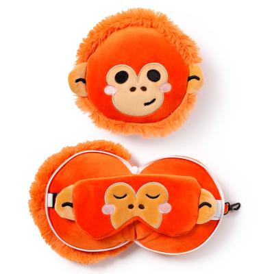 „Relaxeazzz Adoramals“ orangutango formos pliušinė kelioninė pagalvė ir akių kaukė