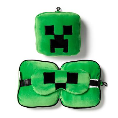 Minecraft Creeper formos kelioninė pagalvė ir akių kaukė