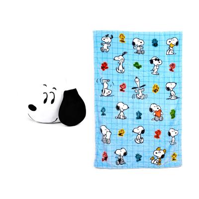 Blankeazzz „Peanuts“ Snoopy ir Woodstock 2 viename pliušinis žaislas ir kelioninė antklodė