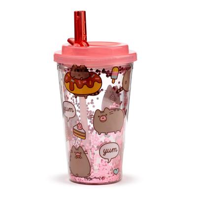 Nesudaužomas „Pusheen Foodie“ dvisienis puodelis su šiaudeliu