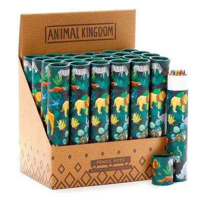 „Animal Kingdom“ didelis pieštukų indelis su 12 spalvotų pieštukų