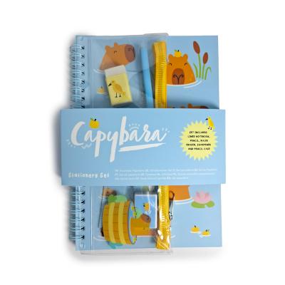 „Capybara“ segtuvinis užrašų bloknotas ir penalas – 6 dalių raštinės reikmenų rinkinys