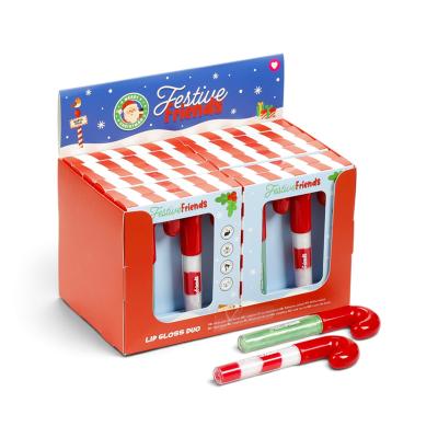 2 vnt. Kalėdinių „Festive Friends“ lūpų blizgių rinkinys, pagamintas lazdelės formos