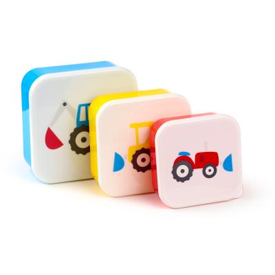 3 vnt. pietų dėžutės rinkinys (M/L/XL) su mažais traktoriukais