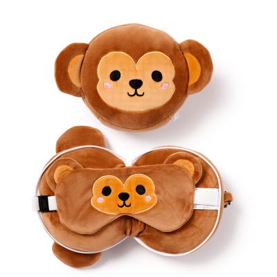„Relaxeazzz“ pliušinė kelioninė pagalvėlė „Monkey“ ir akių kaukė