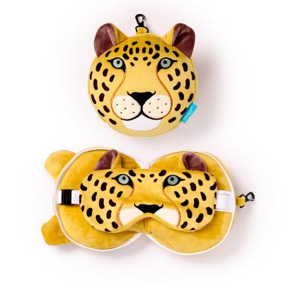 „Relaxeazzz“ pliušinė kelioninė pagalvėlė „Leopard“ ir akių kaukė