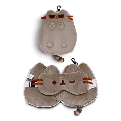 Relaxeazzz Pusheen katė su akiniais kelioninė pagalvė ir akių kaukė