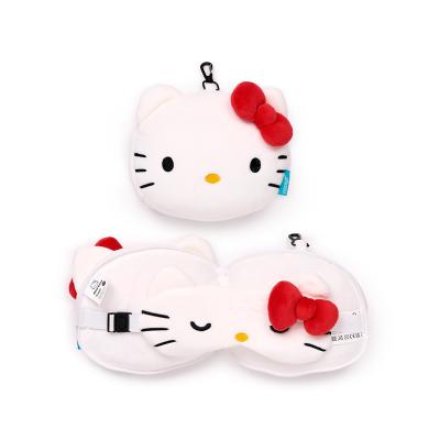 Relaxeazzz „Hello Kitty“ pliušinė kelioninė pagalvėlė ir akių kaukė