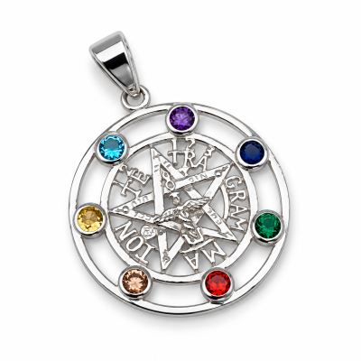 Tetragramatono Pentagramos Amuletas su 7 Čakrų Akmenimis