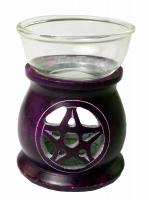 Violetinė muilo akmens aroma-lempa su Pentagrama