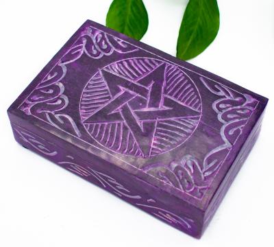 Violetinė muilo akmens dėžutė su Pentagrama
